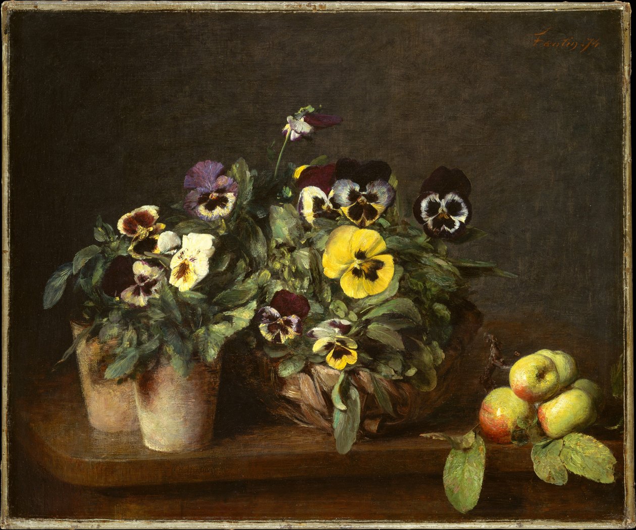 Stilleben med stedmoderblomster af Henri Fantin-Latour