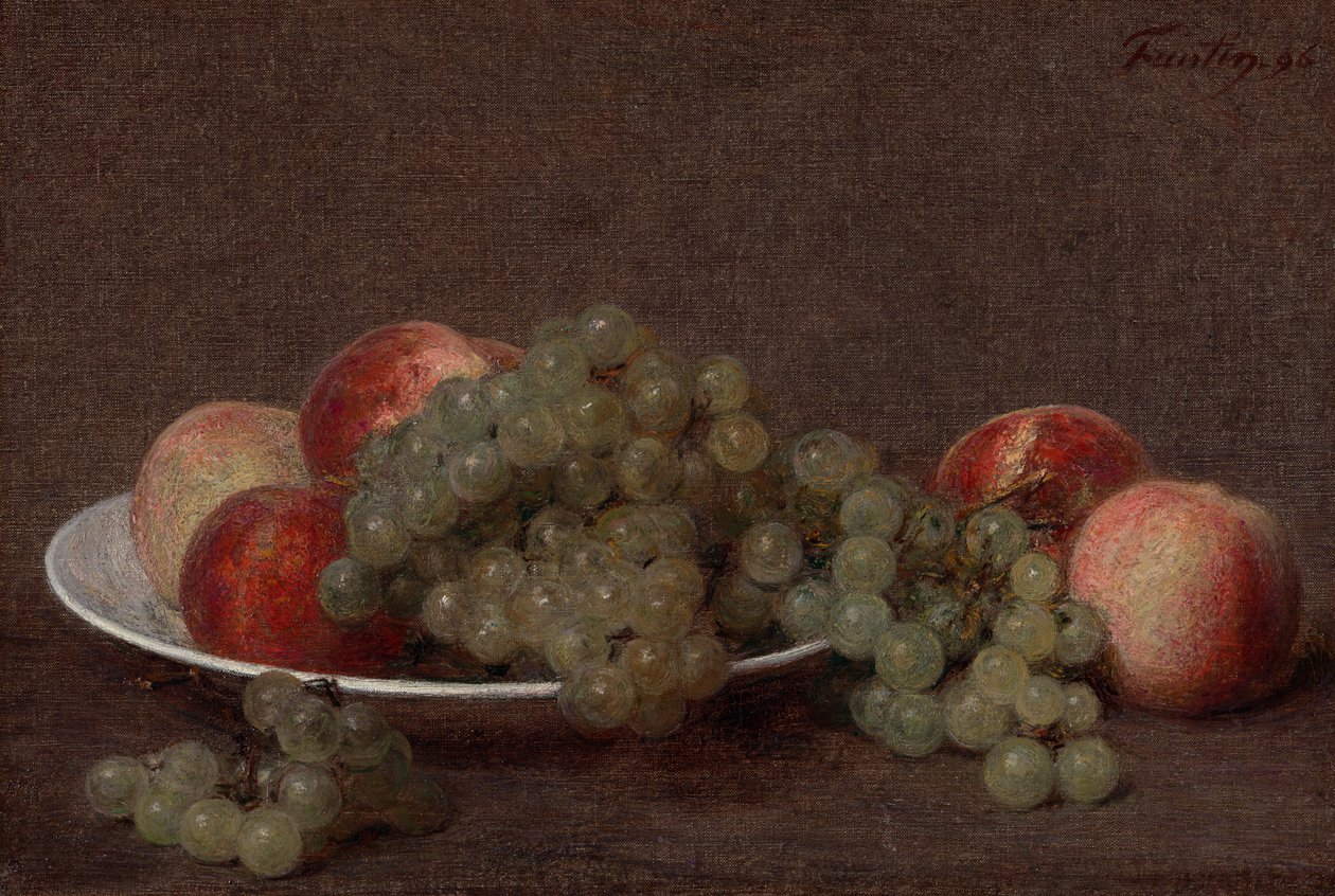 Stilleben med ferskner og druer af Henri Fantin-Latour