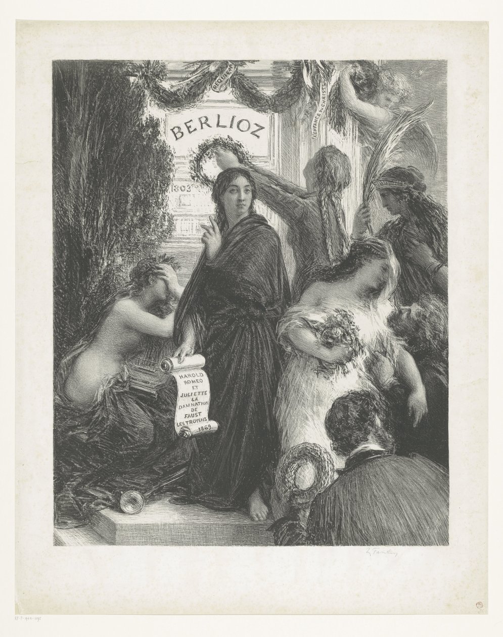 Plakat musik Hector Berlioz jubilæum. H.J. Står mellem 1. og 2. stat, ikke med Hédiard af Ignace Henri Jean Fantin Latour