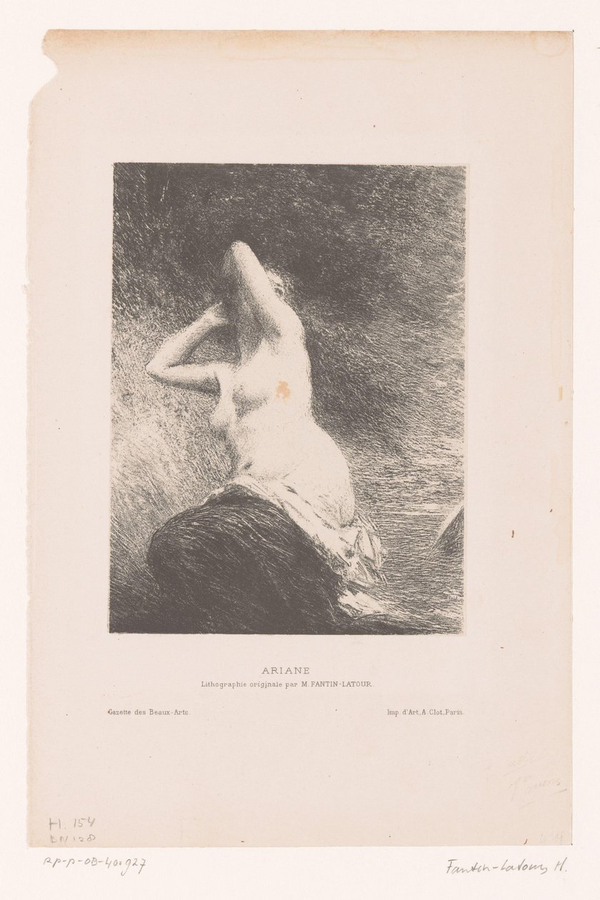 Ariadne efterladt på øen Naxos Ariane (titel på objekt) af Ignace Henri Jean Fantin Latour