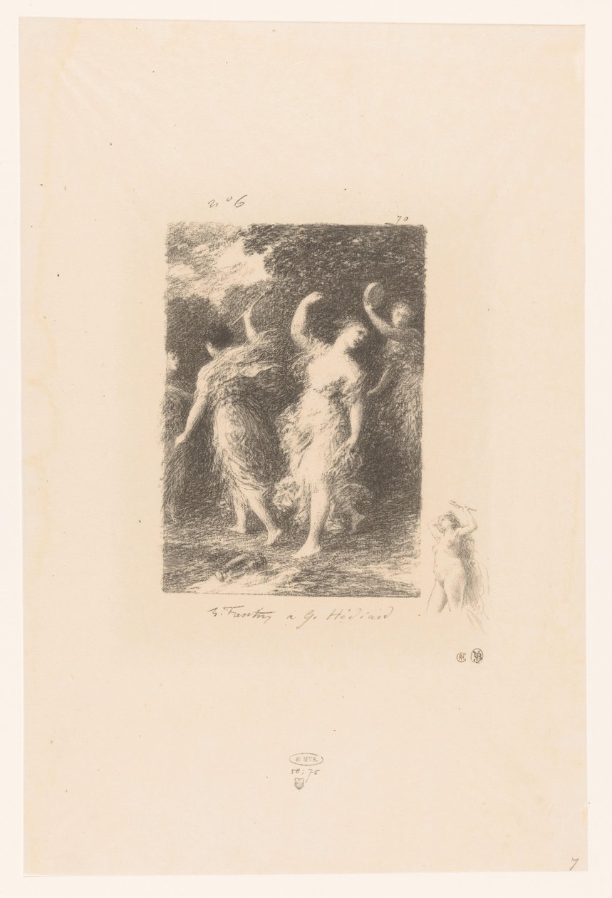 Bacchante danser og laver musik Bacchus Digte af André Chénier (serietitel) Illustrationer pour les Poésies d
