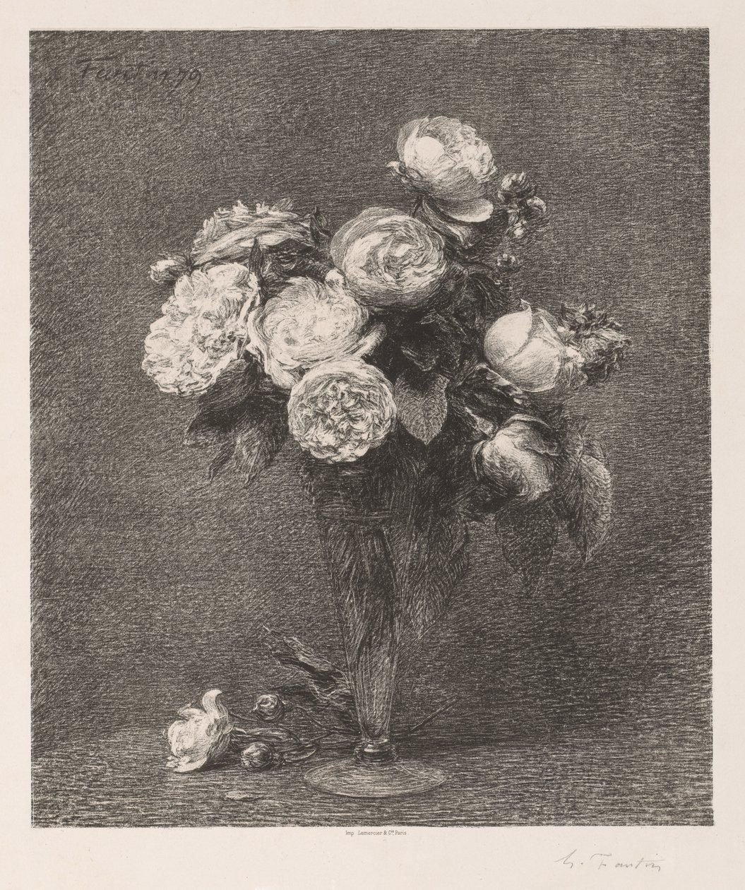Buket roser af Ignace Henri Jean Fantin Latour