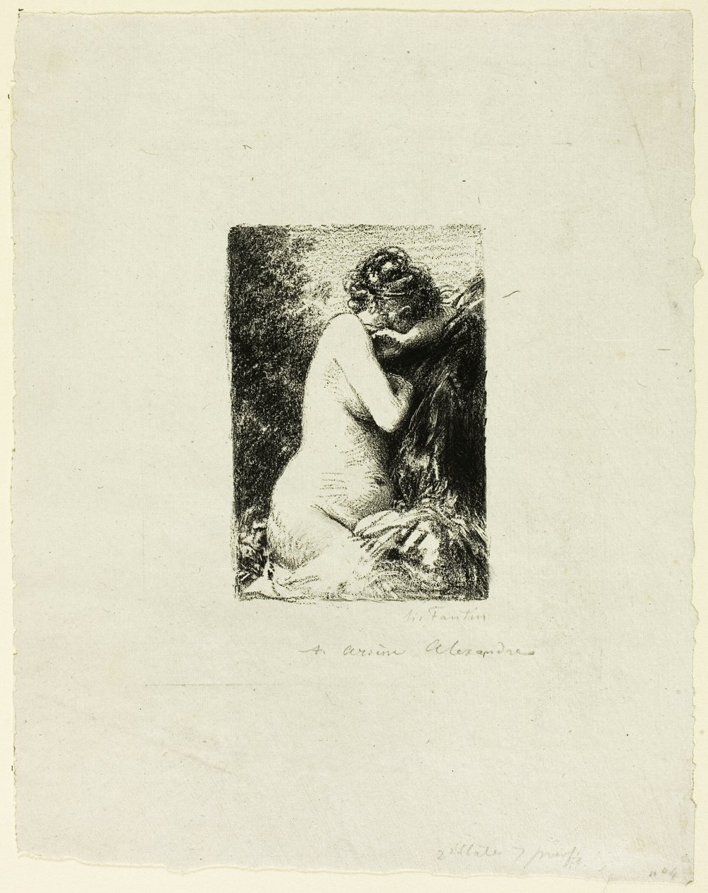 Crying Woman: Studie af en siddende kvinde i den rigtige profil af Ignace Henri Jean Fantin Latour