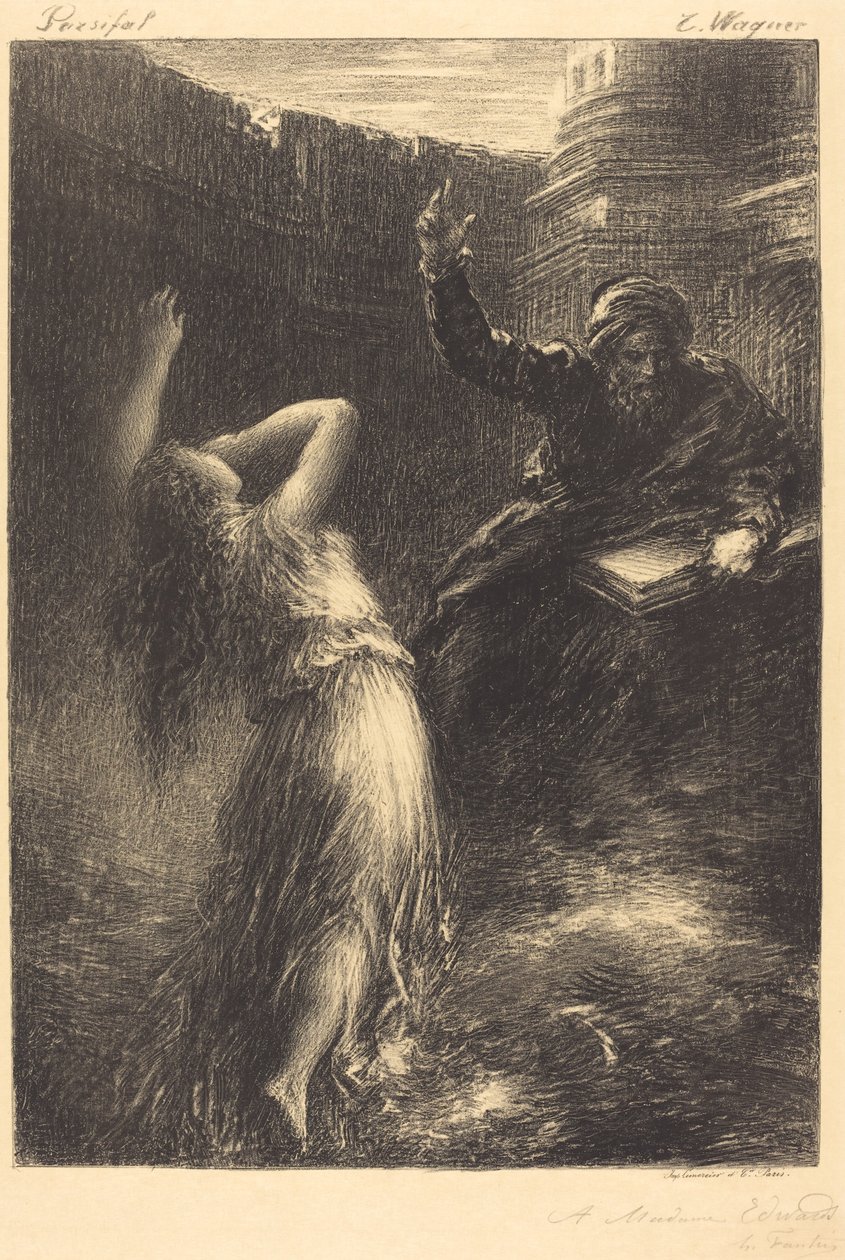 Fremkaldelse af Kundry (2. plade) af Ignace Henri Jean Fantin Latour