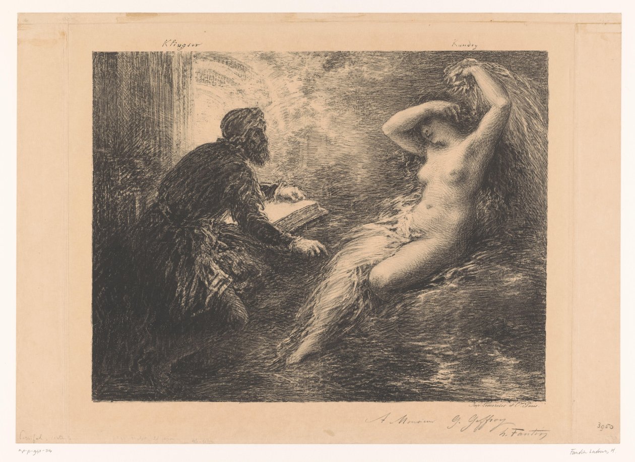 Klingsor tilkalder Kundry med en besværgelse Evocation de Kundry Klinsor Kundry (titel på objekt) af Ignace Henri Jean Fantin Latour