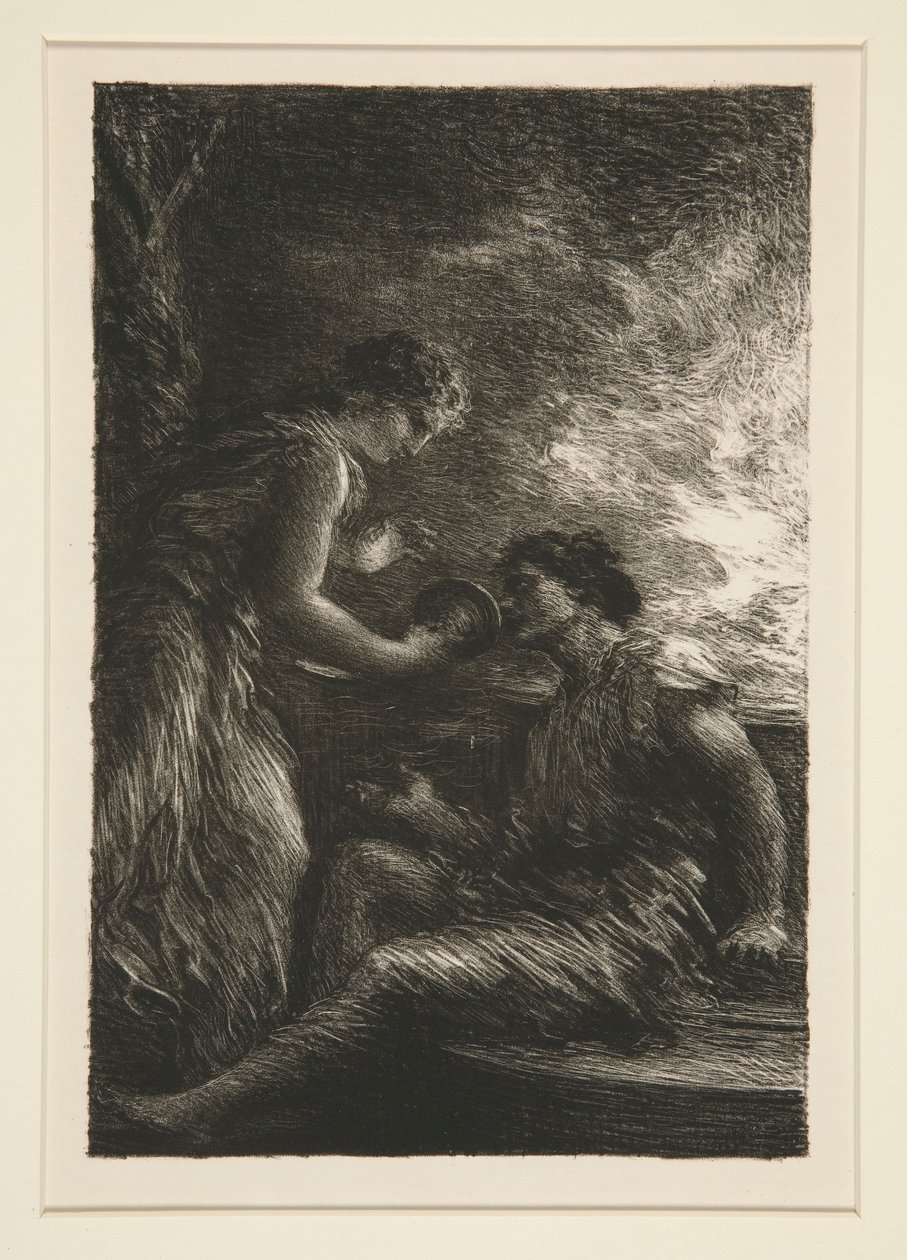 La Valkyrie: Acte I, Sieglinde et Siegmund (Valkyrierne: Acte I, Sieglinde og Siegmund) af Ignace Henri Jean Fantin Latour