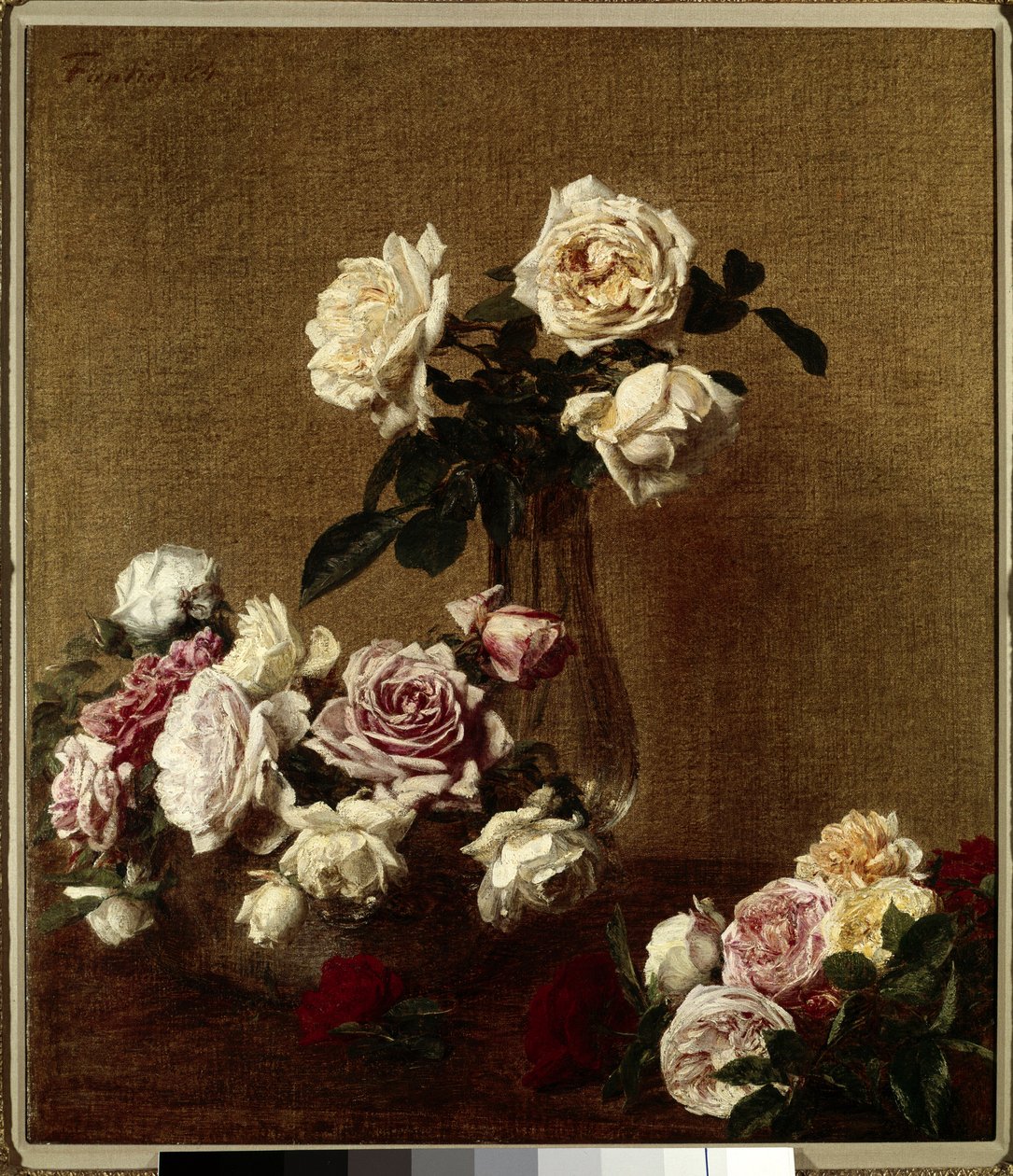 Les roser Maleri af Henri Fantin Latour (Fantin-Latour) (1836-1904) 1800-tallets privatsamling. af Ignace Henri Jean Fantin Latour
