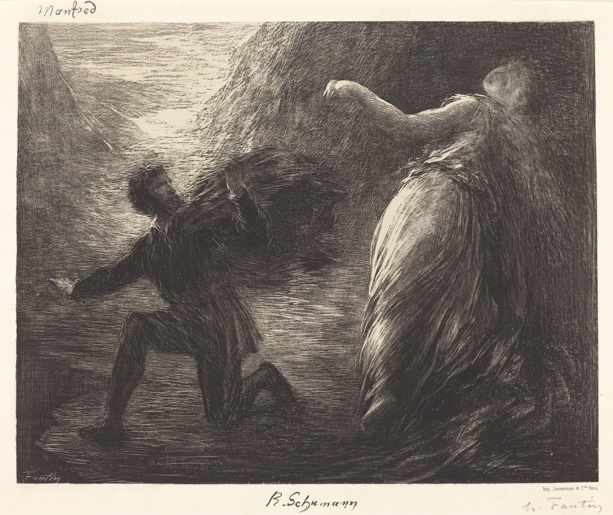 Manfred og Astarte (1. plade) af Ignace Henri Jean Fantin Latour