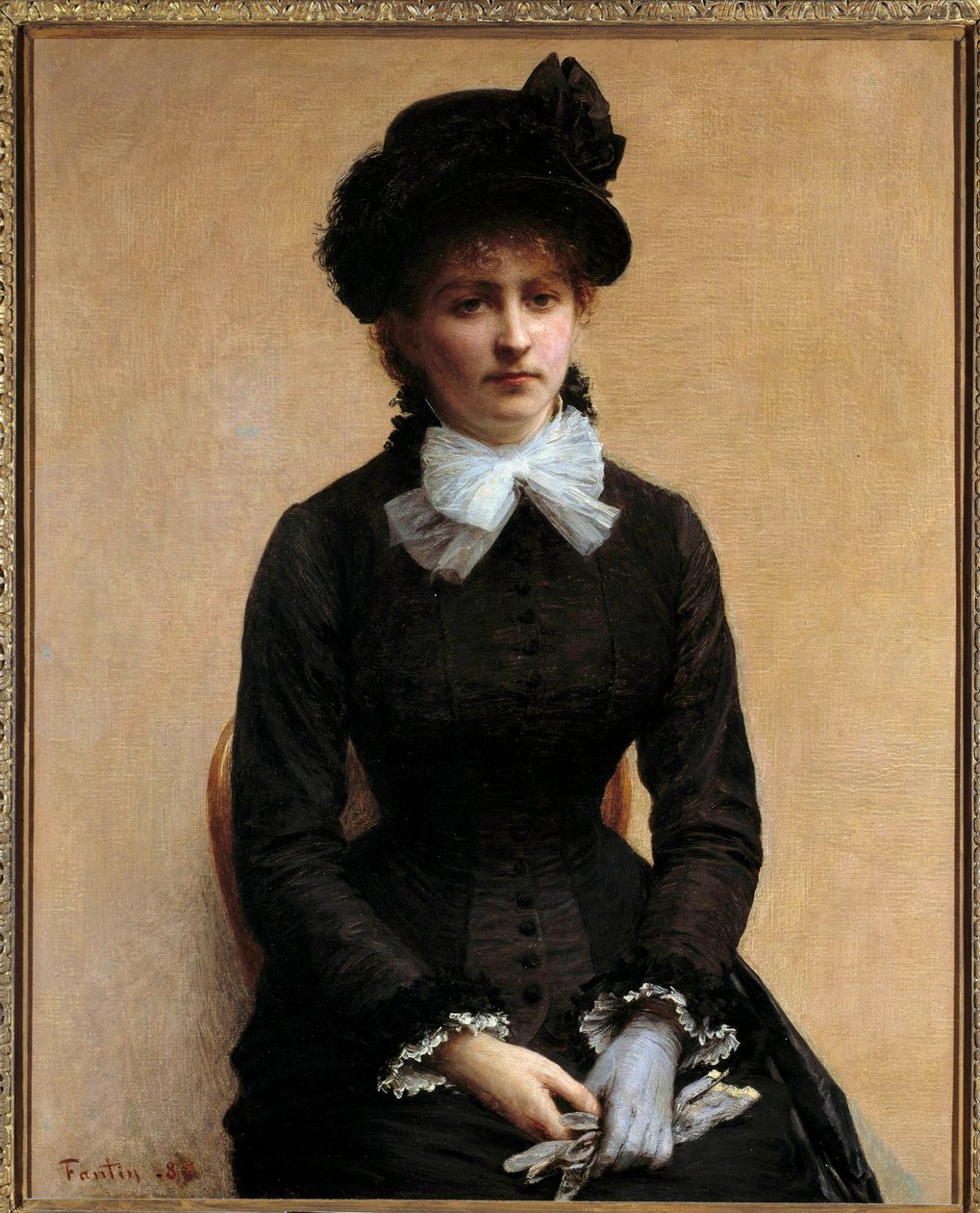 Portræt af Louise Riesen Louise Riesen (1860-1944) er datter af maleren Leon Riesen. Maleri af Henri Fantin Latour (Fantin-Latour af Ignace Henri Jean Fantin Latour