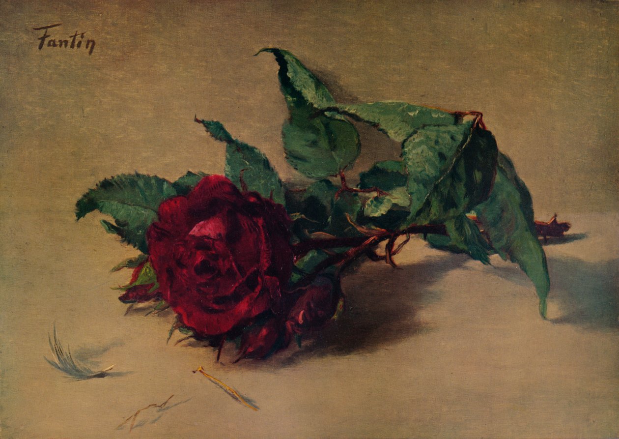 Rød rose, c1864, 1938 af Ignace Henri Jean Fantin Latour