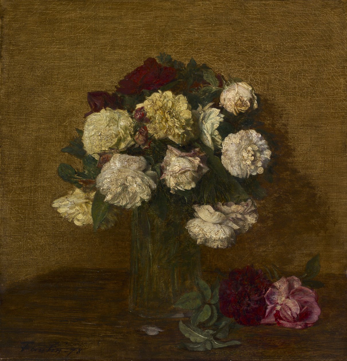 Roser i en vase, 1878 af Ignace Henri Jean Fantin Latour