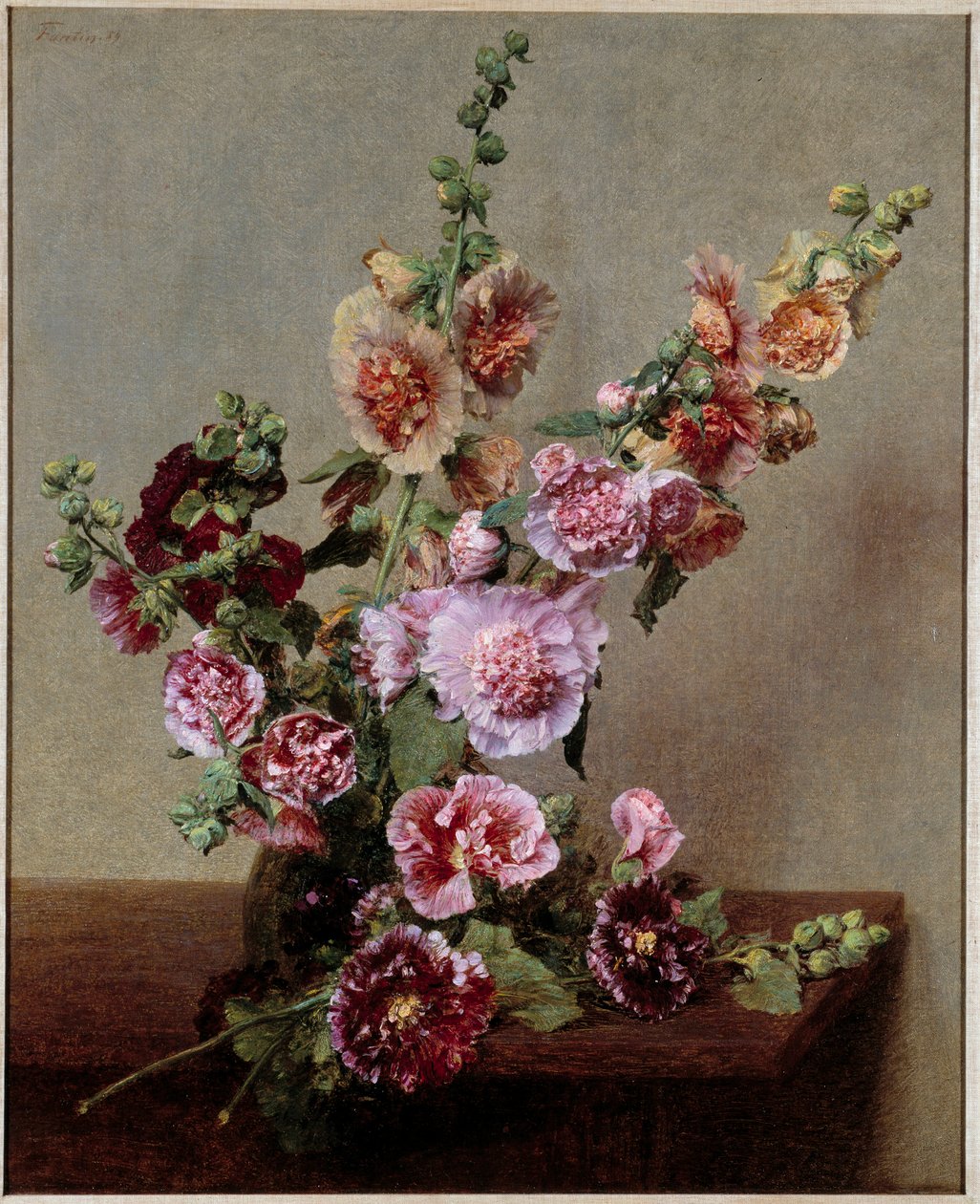 Roses tremieres Maleri af Henri Fantin Latour (Fantin-Latour af Ignace Henri Jean Fantin Latour