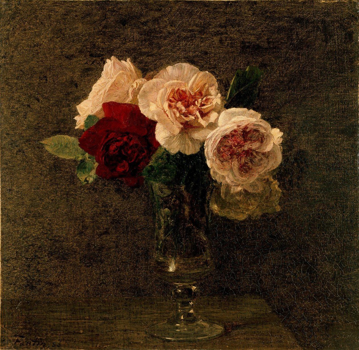 Stilleben: lyserøde og røde roser, 1886 af Ignace Henri Jean Fantin Latour