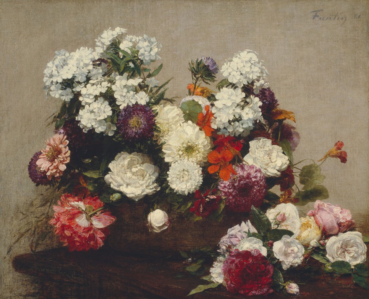 Stilleben med blomster af Henri Fantin Latour