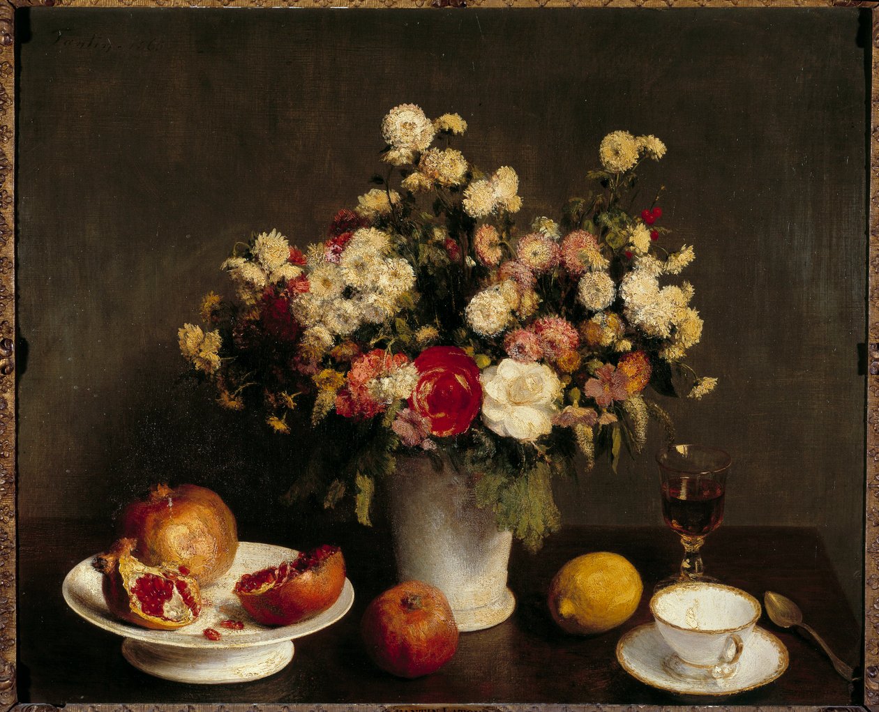 Still Life with Fruit Painting by Henri Fantin Latourdani af Ignace Henri Jean Fantin Latour