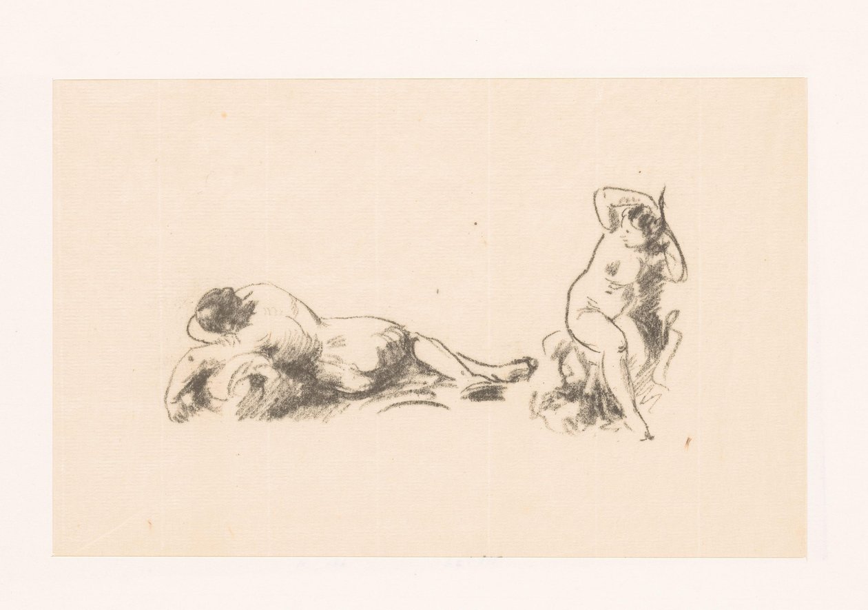 Studieark med to nøgne kvinder af Ignace Henri Jean Fantin Latour