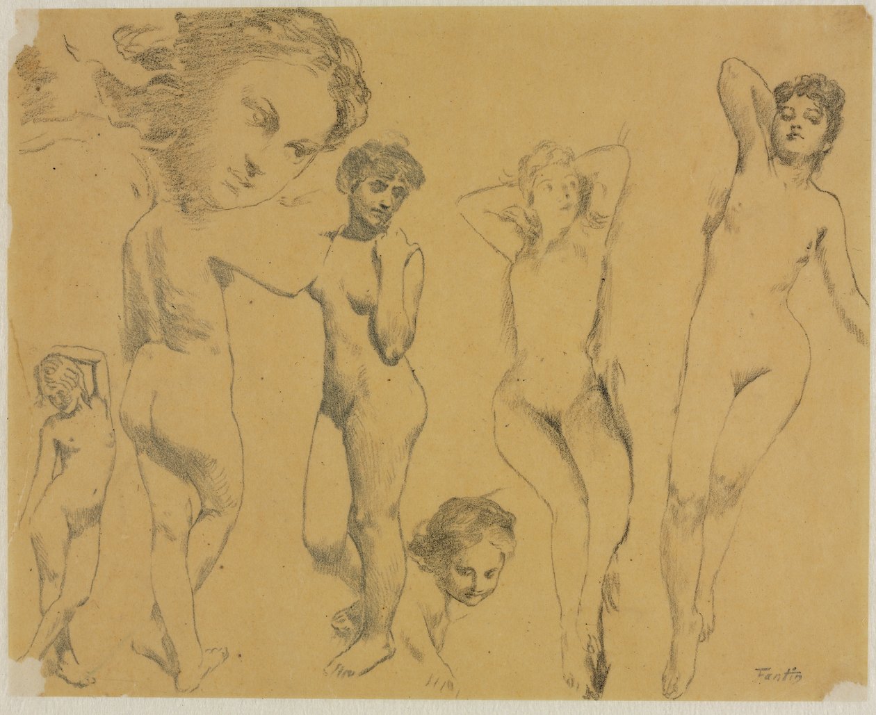 Studier af kvindelige nøgenbilleder af Ignace Henri Jean Fantin Latour