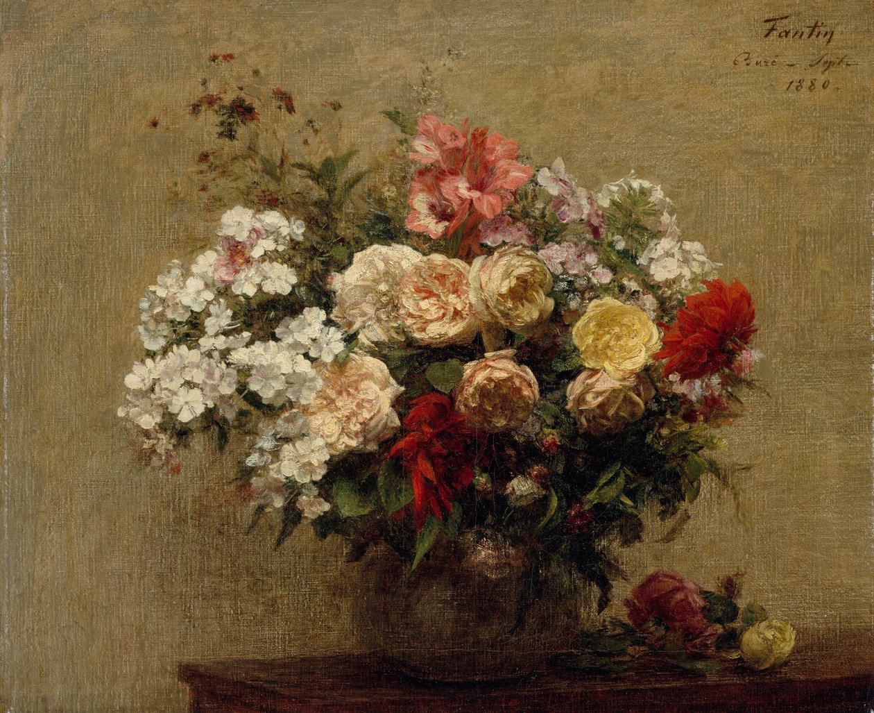 Sommerblomster, 1880. af Ignace Henri Jean Fantin Latour