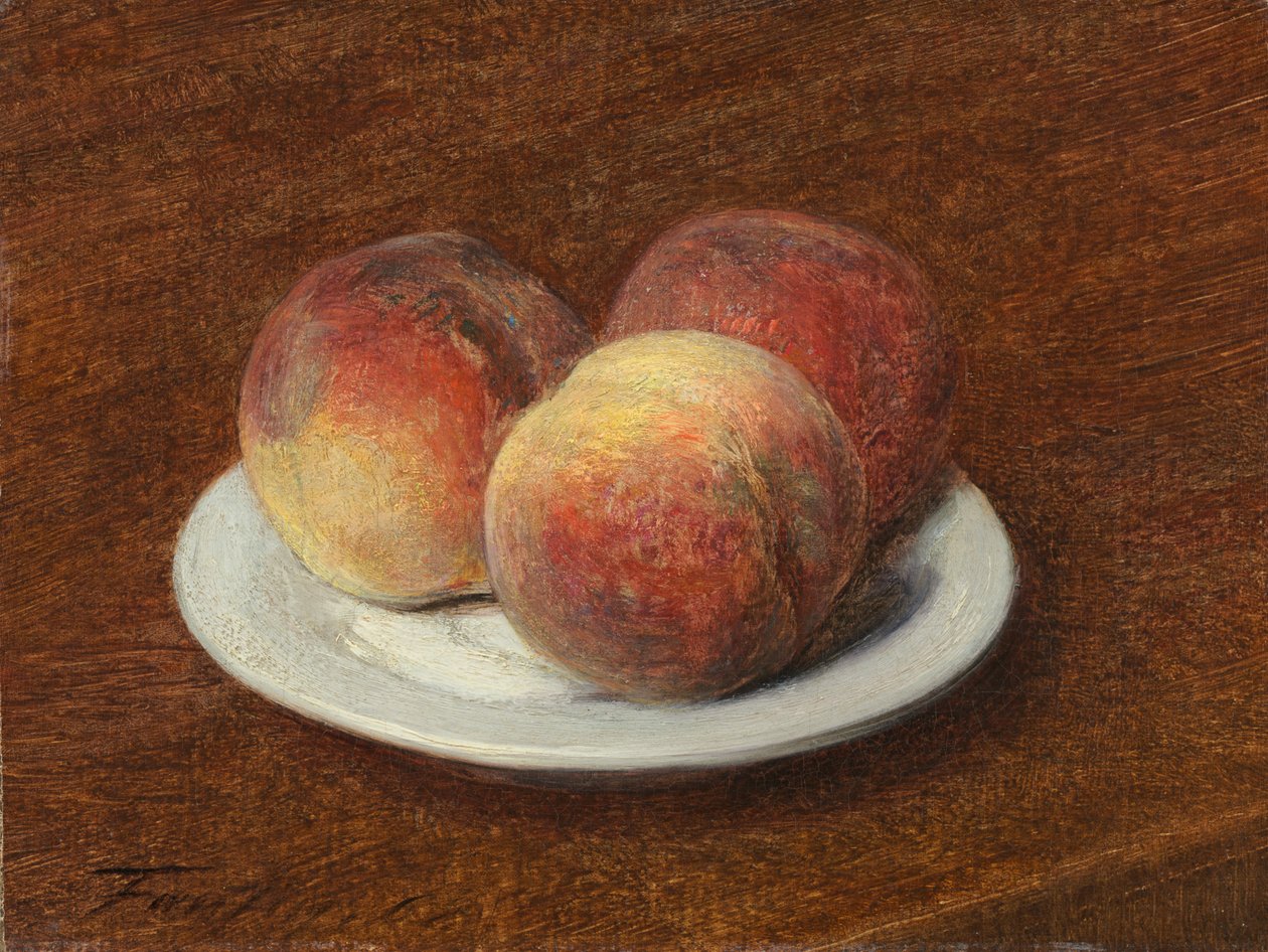 Tre ferskner på et fad af Ignace Henri Jean Fantin Latour