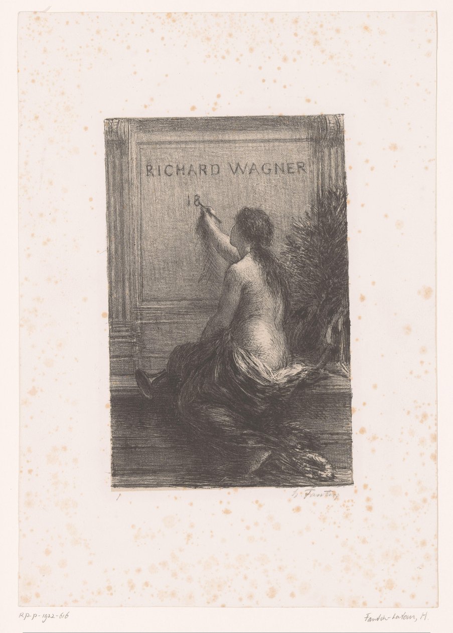 Titeltryk for: Richard Wagner, sa vie et ses œuvres Richard Wagner (titel på objekt) Udødelighed Richard Wagners liv og værker (serietitel) af Ignace Henri Jean Fantin Latour