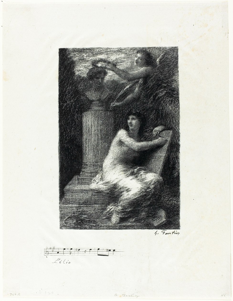 Til Berlioz, lille tallerken af Ignace Henri Jean Fantin Latour