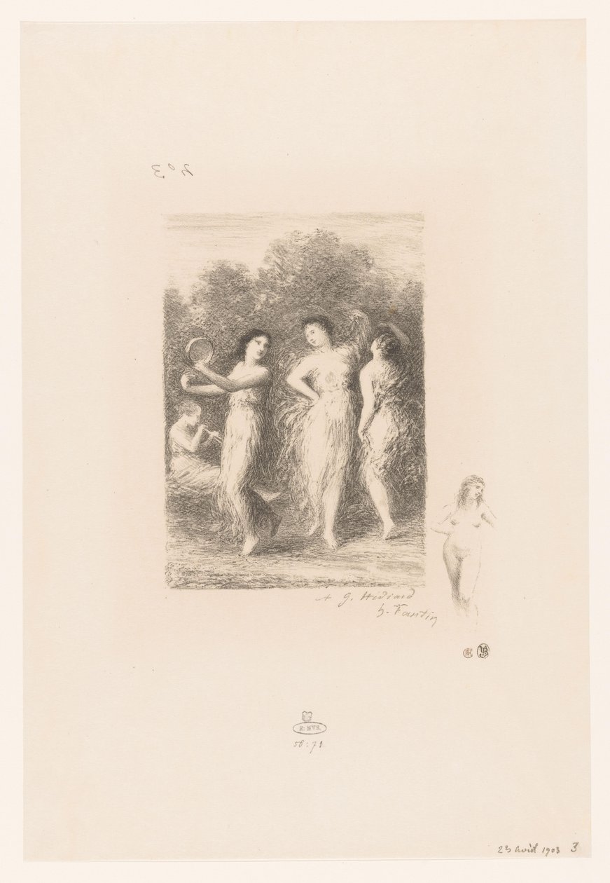 Fire unge kvinder danser og laver musik Le jeune malade Digte af André Chénier (serietitel) Illustrationer pour les Poésies d