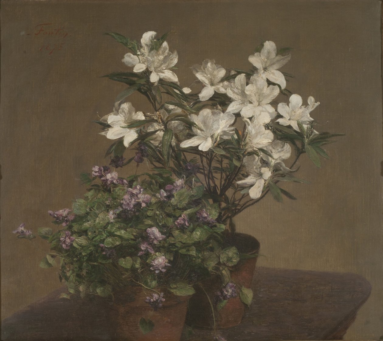 Violer og azaleaer af Henri Fantin Latour