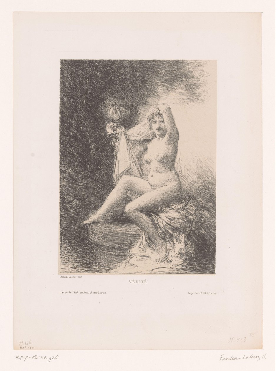 Sandheden sidder på en brønd Verite (titel på objekt) af Ignace Henri Jean Fantin Latour