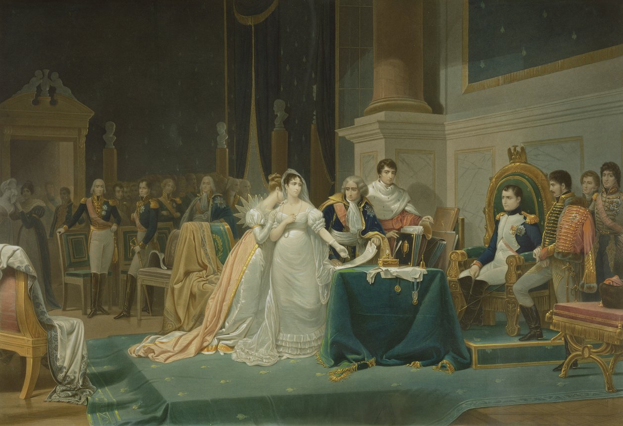 Kejserinde Josephines skilsmisse (1763-1814) 15. december 1809, indgraveret af Jean Pierre Marie Jazet (1788-1871) 1851 (akvatinte) (se også 62790) af Henri Frederic Schopin