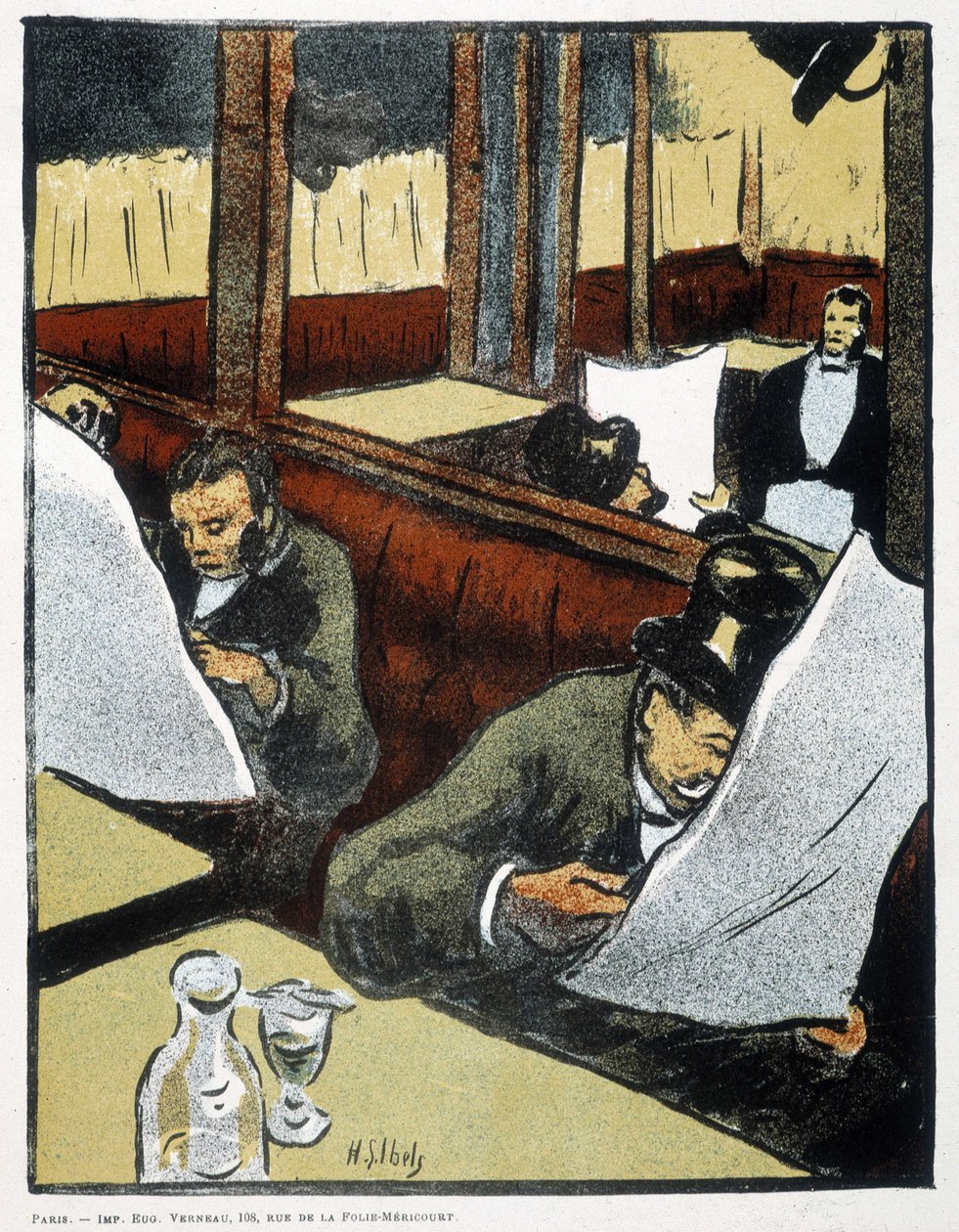 På cafeen - tegning af Henri Gabriel Ibels