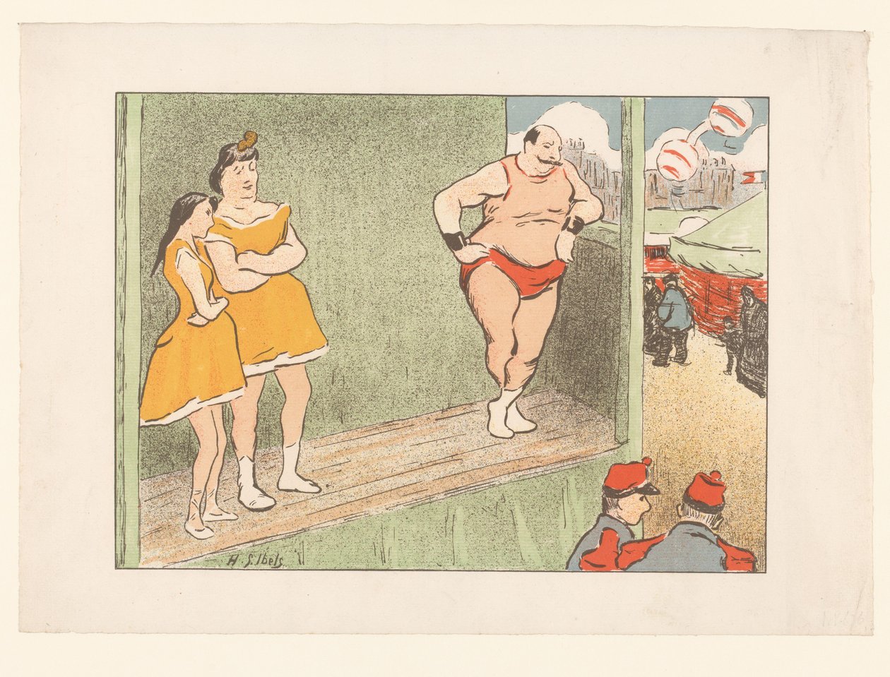 Tre skuespillere på en scene Forestillinger af Théâtre Libre (serietitel) Les Programs du Théâtre Libre (serietitel) af Henri Gabriel Ibels