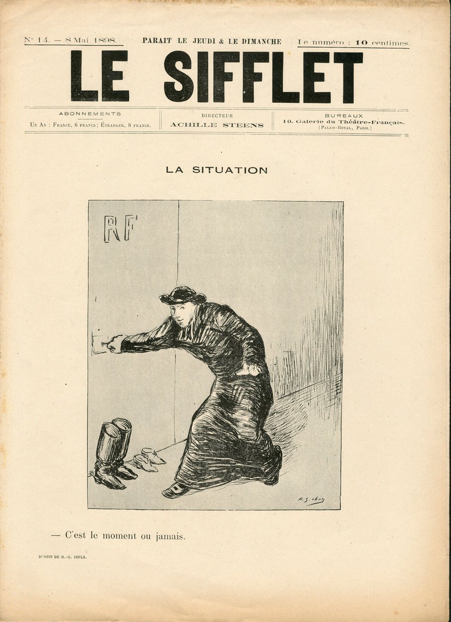 The Whistle, nummer 14, Satirical in B & W af Henri Gabriel Ibels