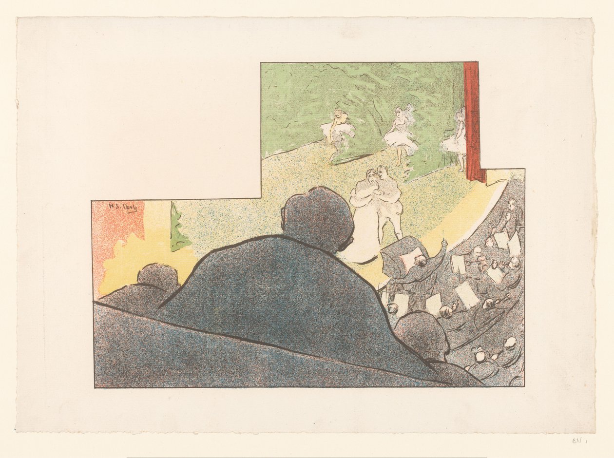 Mand ser teaterforestilling fra lodge Forestillinger af Théâtre Libre (serietitel) Les Programs du Théâtre Libre (serietitel) af Henri Gabriel Ibels