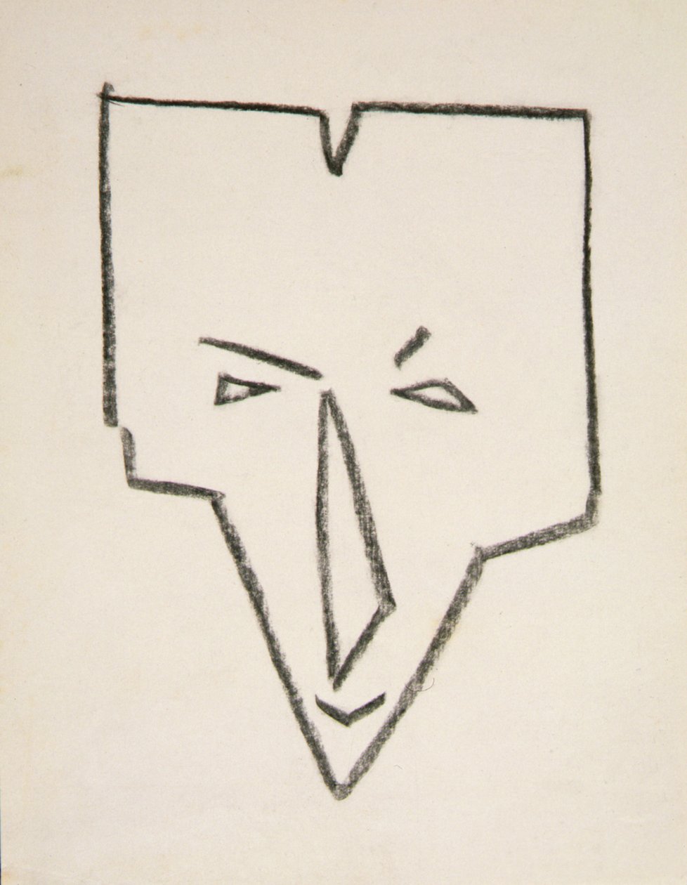 Etnisk maskehoved (sort kridt på papir) af Henri Gaudier Brzeska