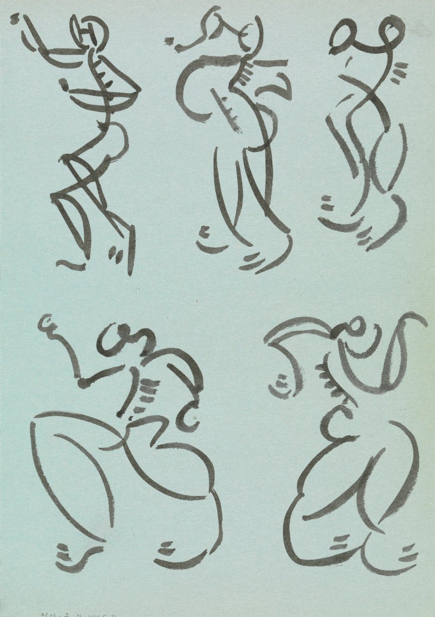 Fem undersøgelser af dansende figurer af Henri Gaudier Brzeska