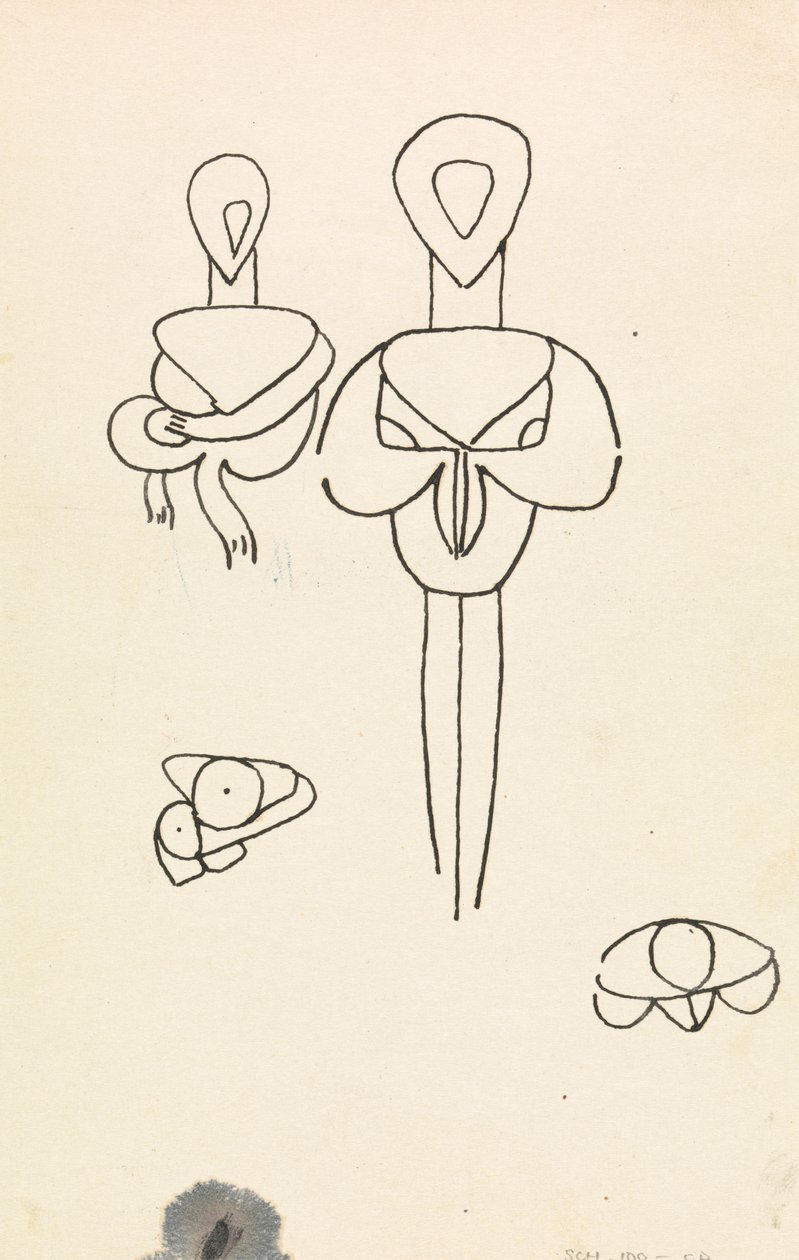 Fire undersøgelser til to figurdesign af Henri Gaudier Brzeska