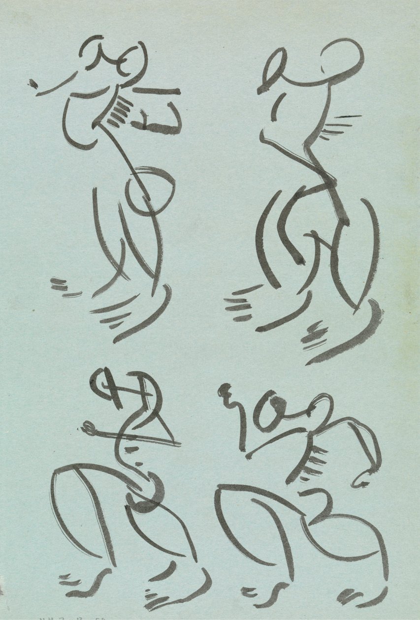 Fire undersøgelser af dansende figurer af Henri Gaudier Brzeska