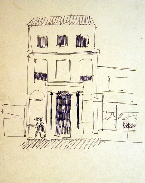 London Street med figurer; Kvindelig Promenader af Henri Gaudier-Brzeska