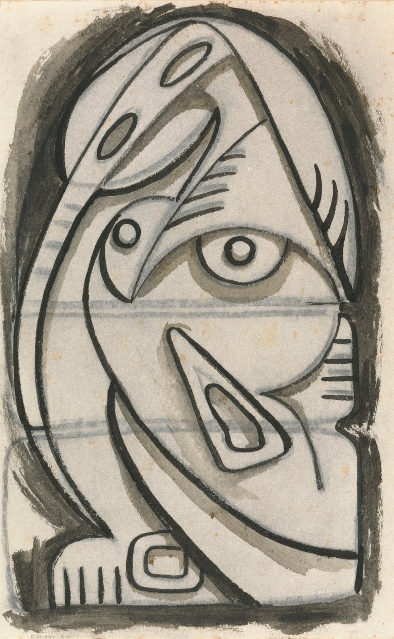 Reliefdesign af en siddende kvindefigur af Henri Gaudier Brzeska