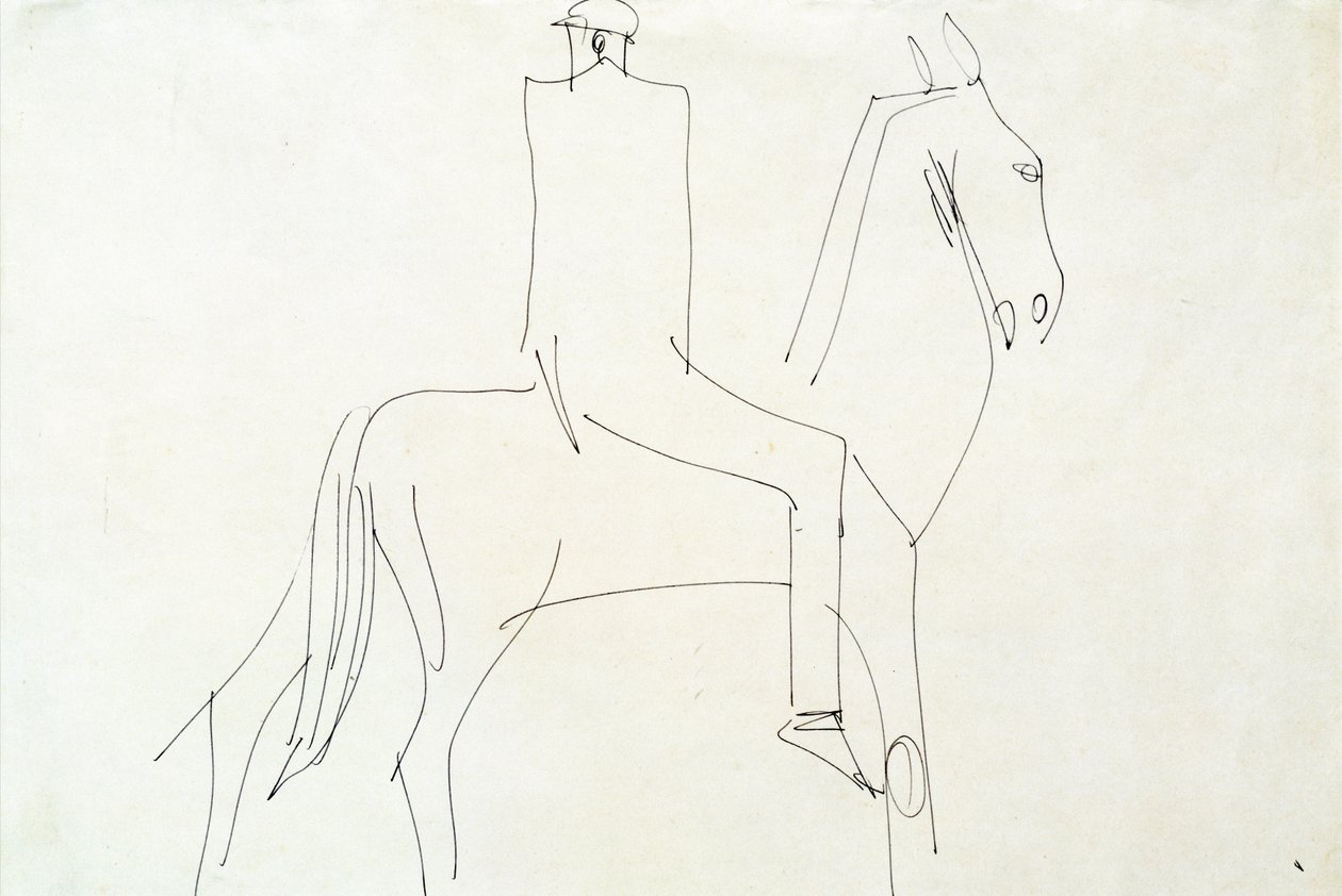 Rytter i Rotton Row, 1913 (pen og blæk på papir) af Henri Gaudier Brzeska