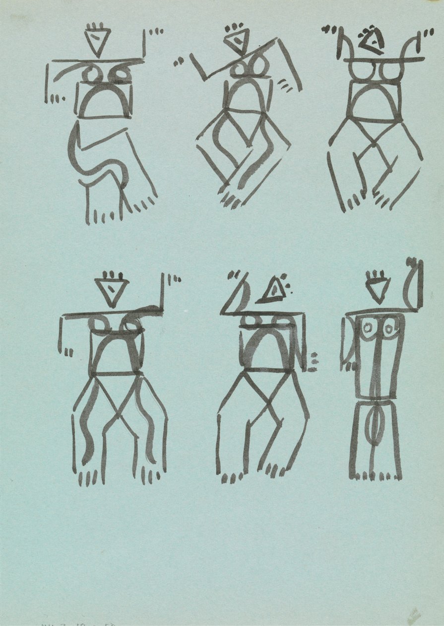 Seks studier af dansende figurer af Henri Gaudier Brzeska