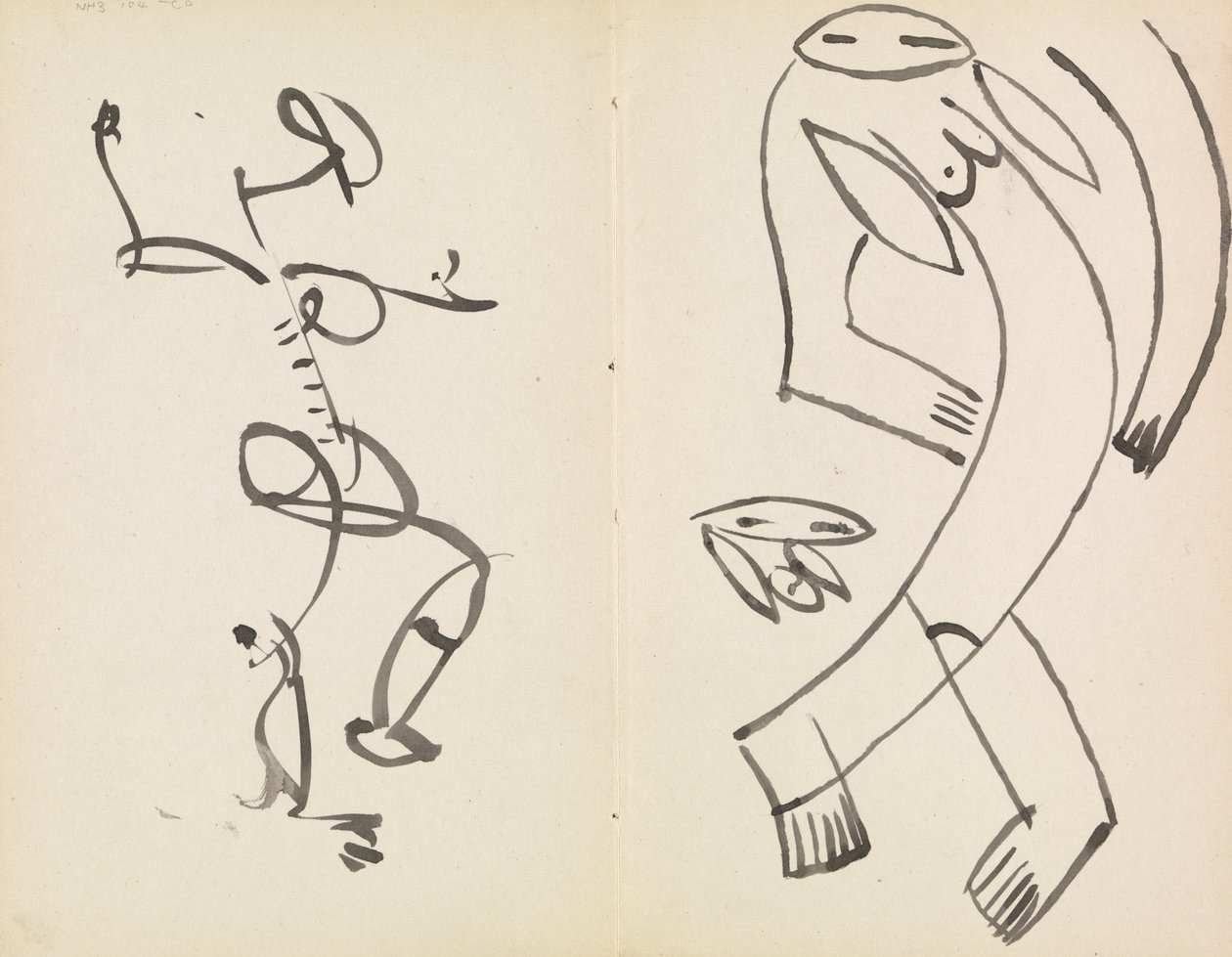 Studier af to dansende figurer af Henri Gaudier Brzeska