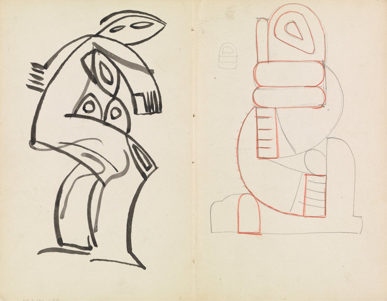 Studie af en kvindelig figur, abstrakt figurundersøgelse af Henri Gaudier Brzeska