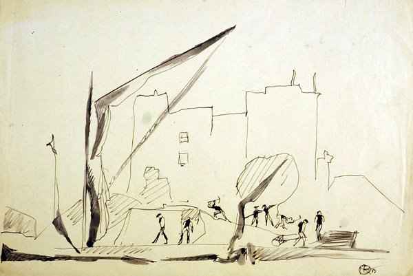 Thames pram ved London Docks af Henri Gaudier Brzeska