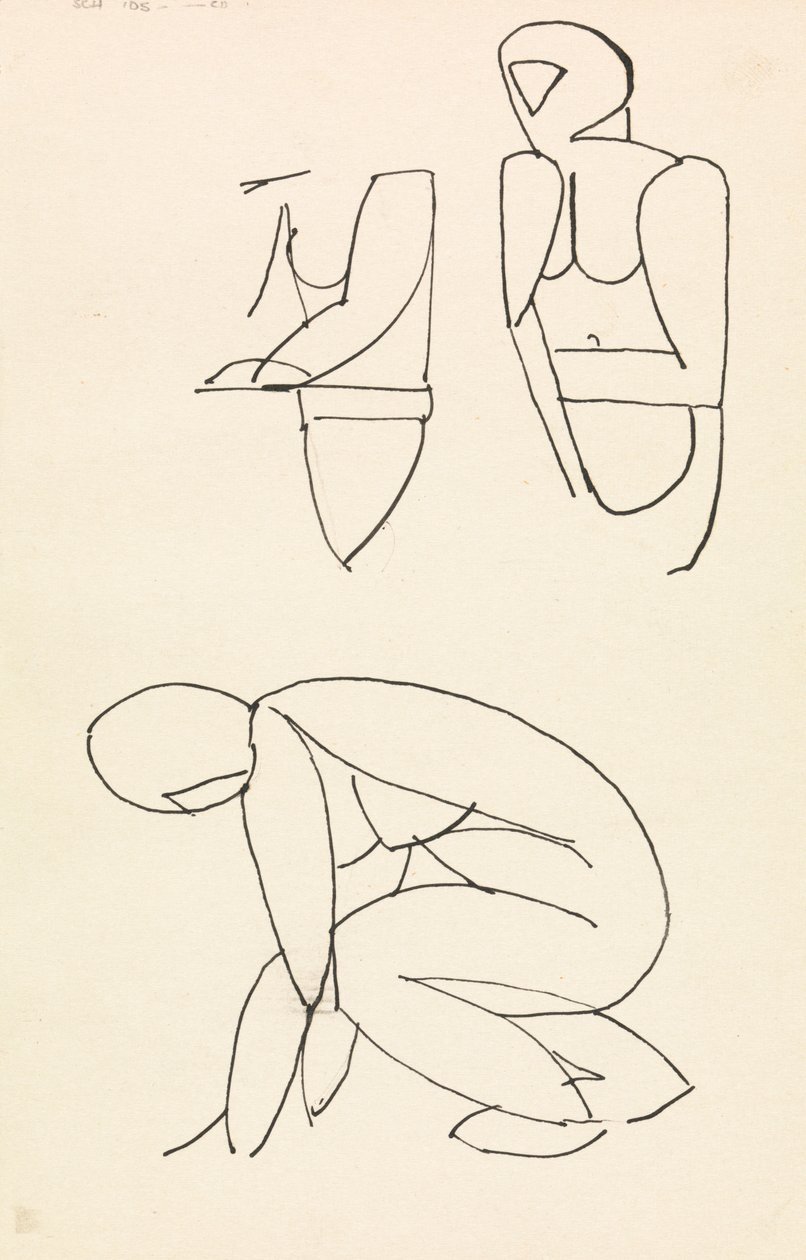Tre figurstudier af Henri Gaudier Brzeska
