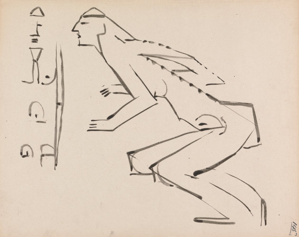 To Studier til en Skulptur af Henri Gaudier Brzeska