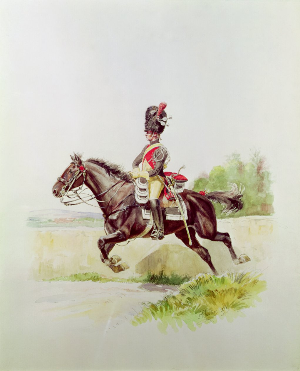 Soldat fra den kejserlige garde til hest, 1898 af Henri Georges Jacques Chartier