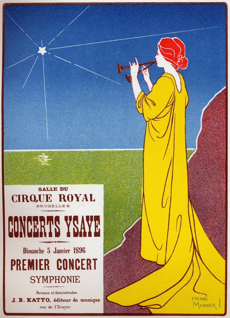 Musik. Ysaye-koncerter i Bruxelles. Plakat af H. Meunier, Belgien af Henri Georges Jean Isidore Meunier