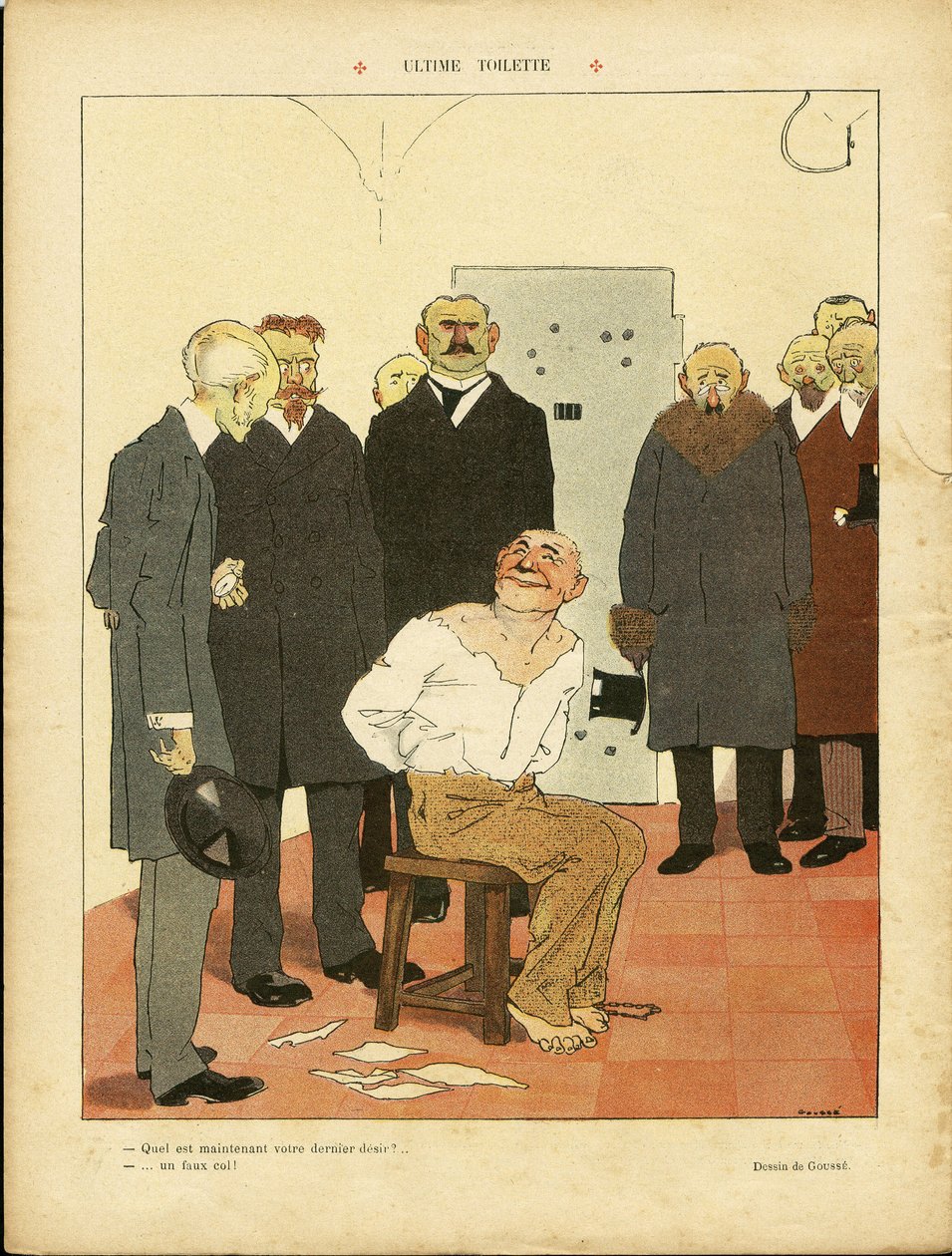 Illustration af Henri Gousse (1872-1914) i Le Rire, 27/03/09 - Ultimativt toilet - Dødsstraf Henrettelse Echafaud af Henri Gousse