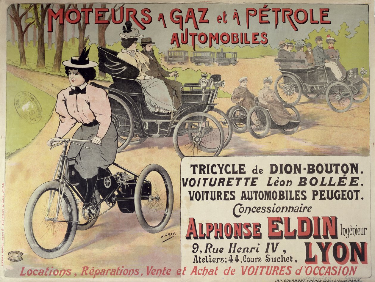 Plakat, der reklamerer for en parisisk bilforhandler af Henri Gray